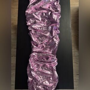 Akira metallic pink ruched maxi dress